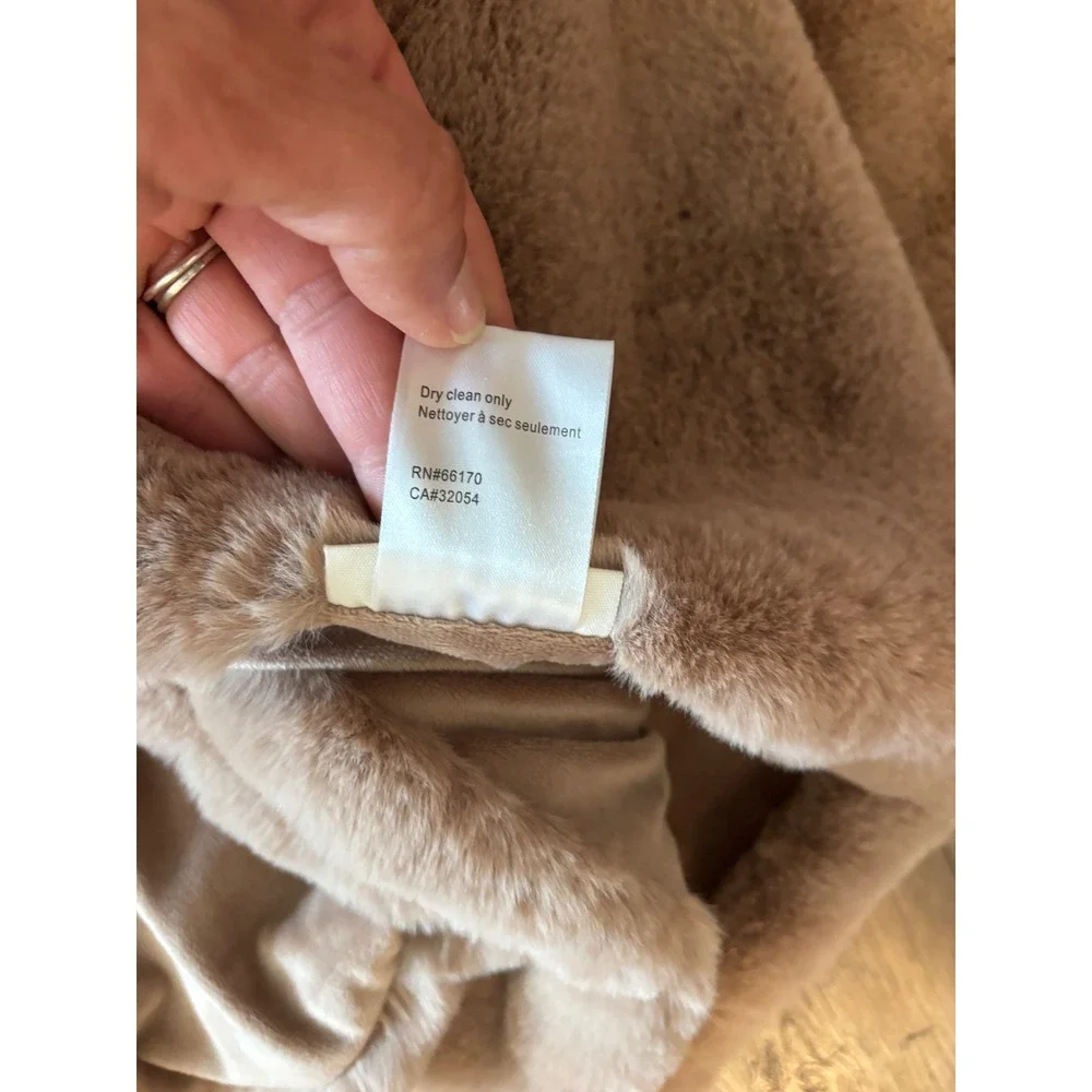 Anthropologie Sophie Faux Fur Throw Blanket Camel Color 60